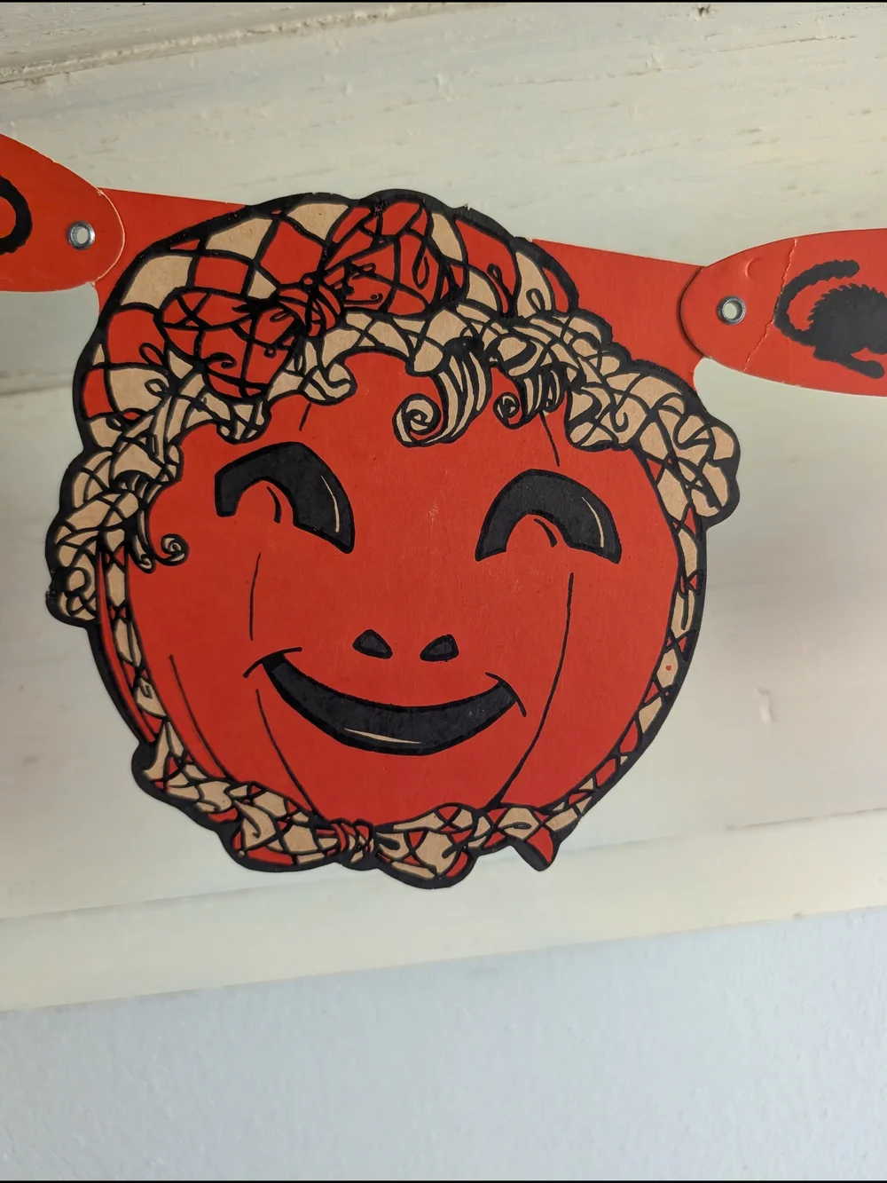 Rare Vtg 1930-40s Family Of Jack-o'-lanterns Garland